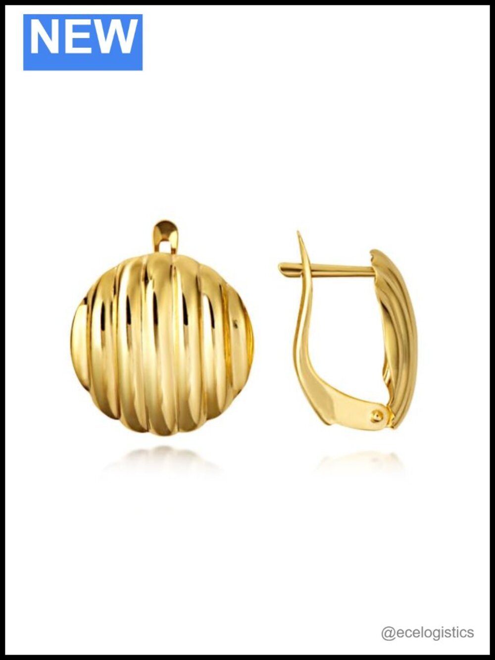 Gold Earrings 14K Solid Gold Latch Back